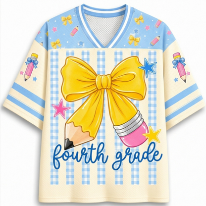 ChaoticClub Coquette Back To School Pencil Bow Mesh Jersey