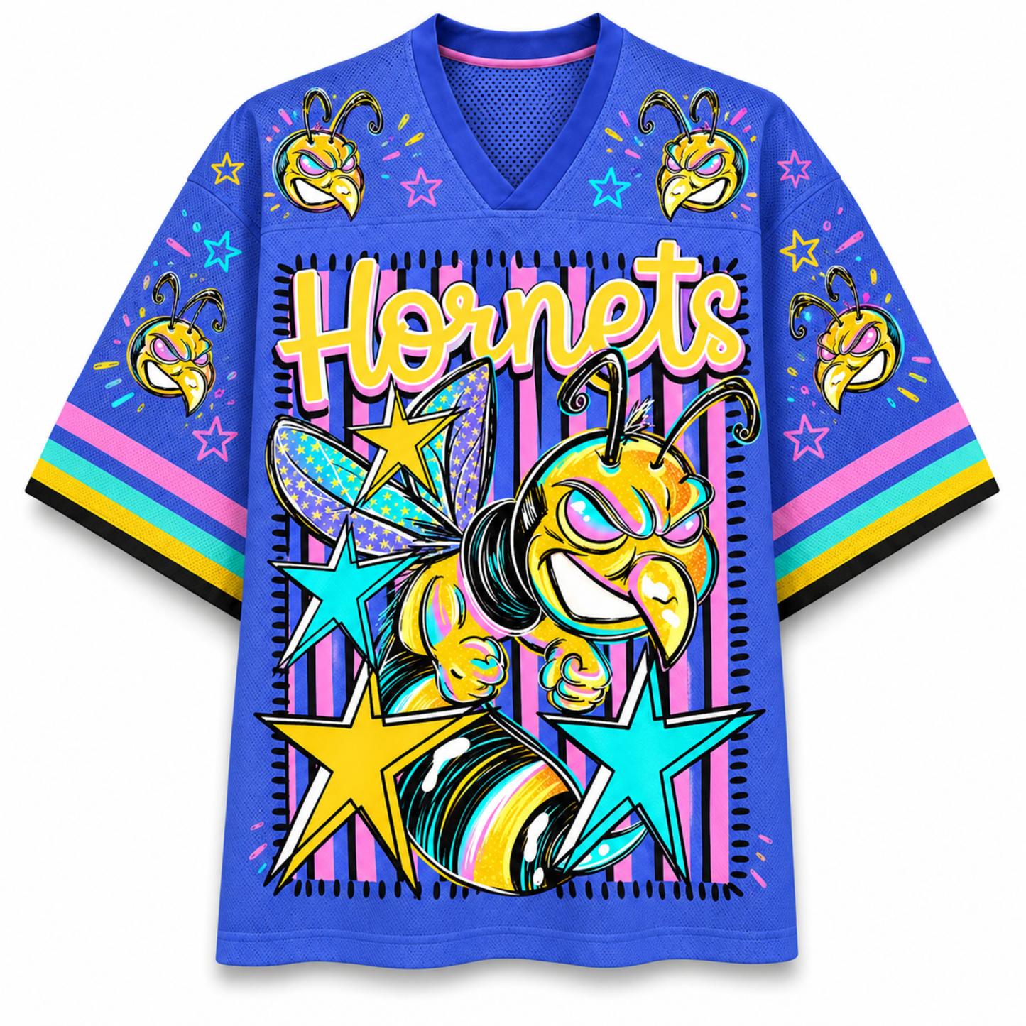 Chaotic Club Mascot Neon Striped School Pride Game Day Mesh Jersey