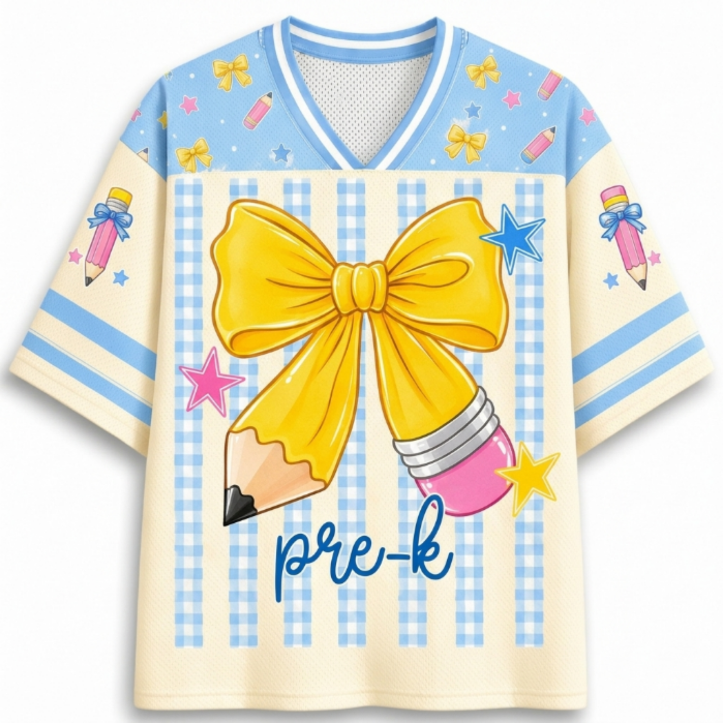 ChaoticClub Coquette Back To School Pencil Bow Mesh Jersey