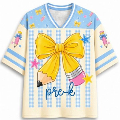 ChaoticClub Coquette Back To School Pencil Bow Mesh Jersey
