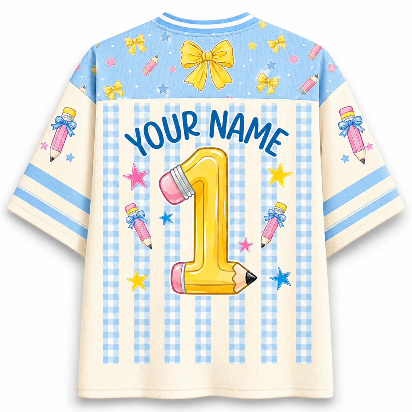 ChaoticClub Coquette Back To School Pencil Bow Mesh Jersey