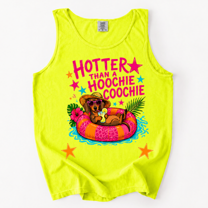 ChaoticClub Dachshund Hotter Than Hoochie Coochie Tank Top