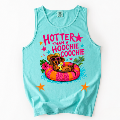 ChaoticClub Dachshund Hotter Than Hoochie Coochie Tank Top