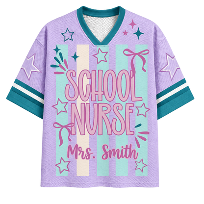 Chaotic Club School Staff Coquette Bow Striped Game Day Mesh Jersey