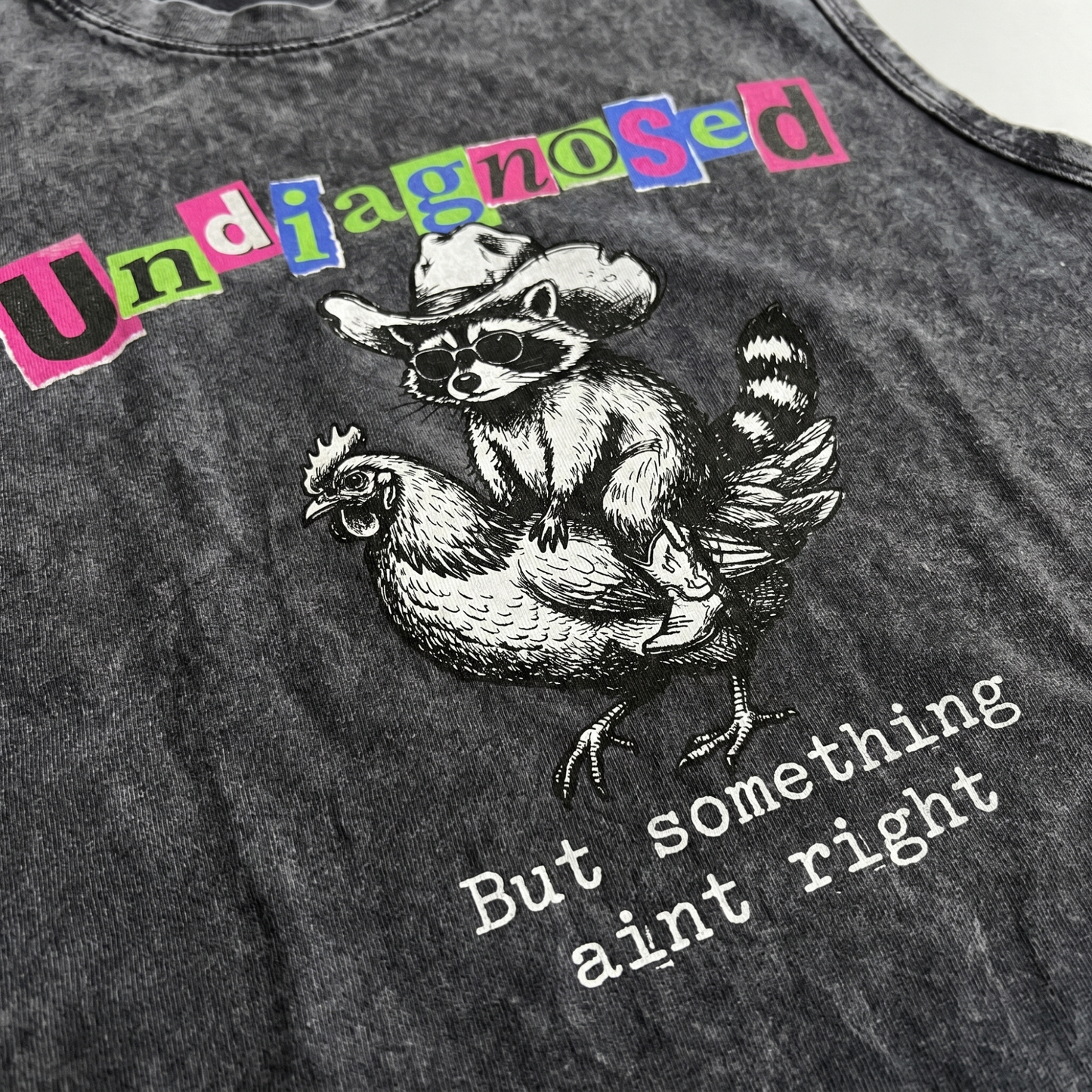 ChaoticClub Undiagnosed Racoon Chicken Wash Tanktop
