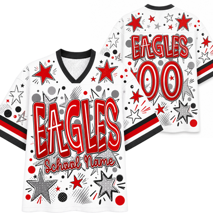 ChaoticClub Mascot Neon School Name Floral Mesh Jersey