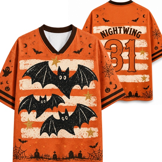 Chaotic Club Halloween Bats Stripes Spooky Season Mesh Jersey