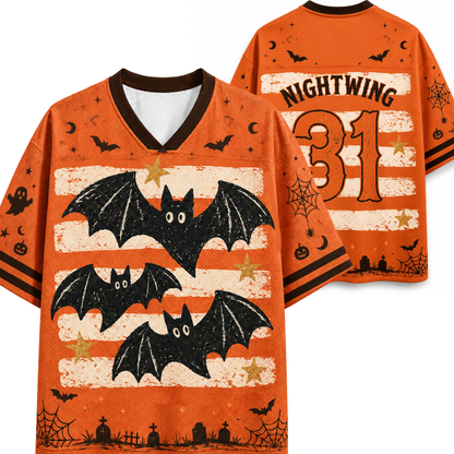 Chaotic Club Halloween Bats Stripes Spooky Season Mesh Jersey