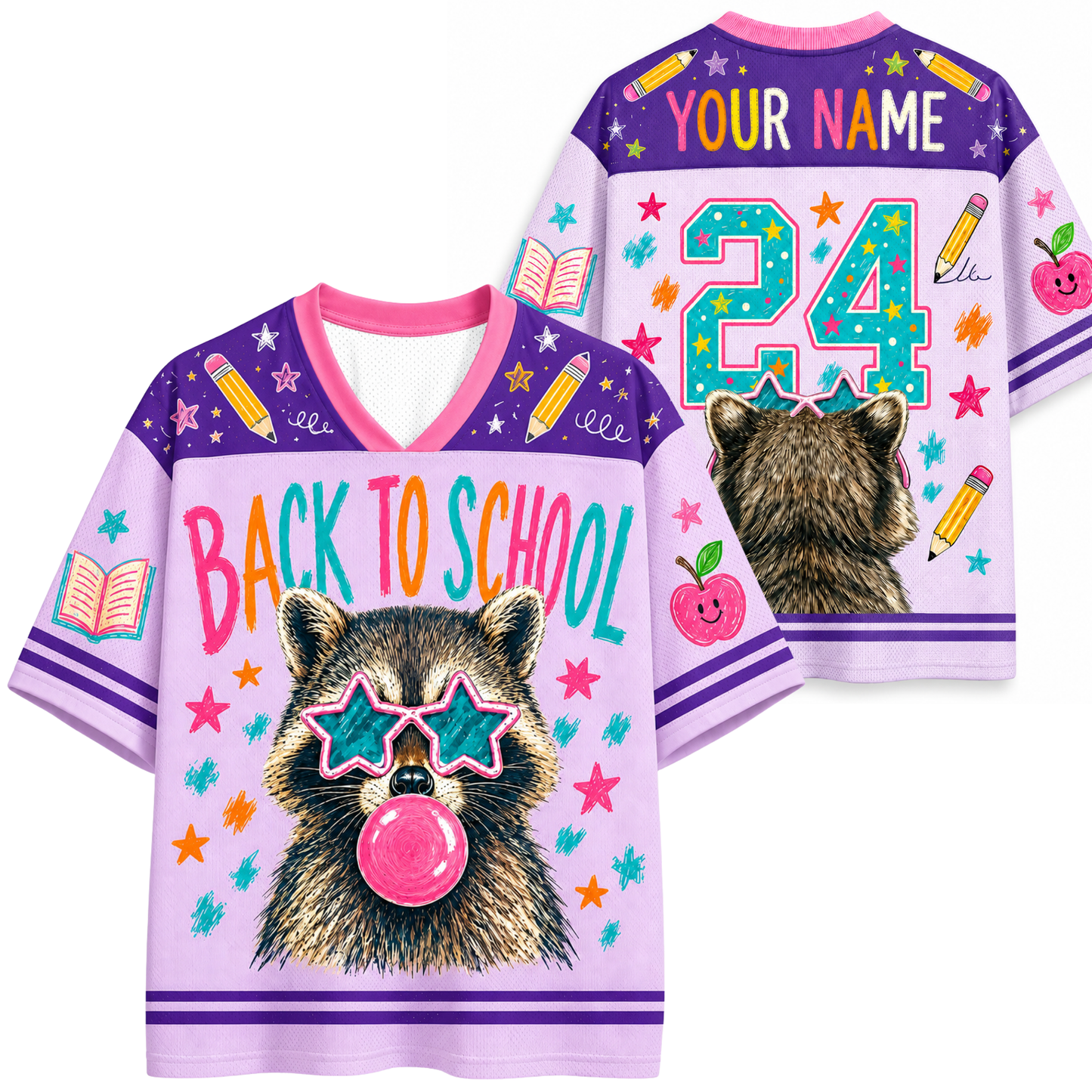 ChaoticClub Bubble Gum Raccoon Back to School Mesh Jersey