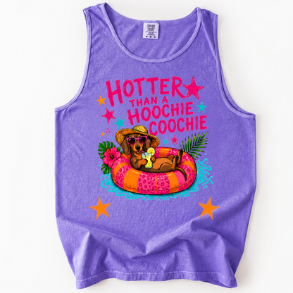 ChaoticClub Dachshund Hotter Than Hoochie Coochie Tank Top