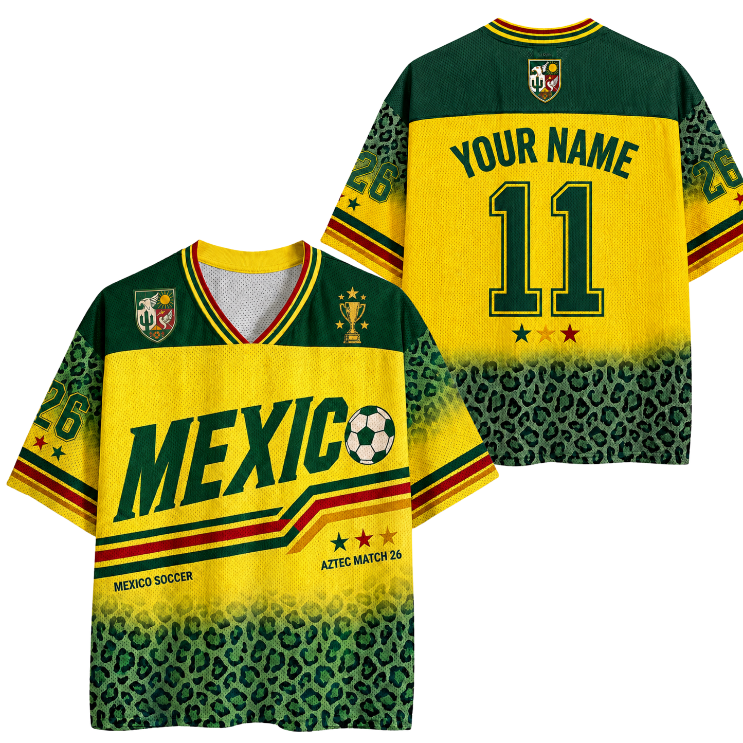ChaoticClub Mexico Soccer Jersey Leopard Mesh Jersey