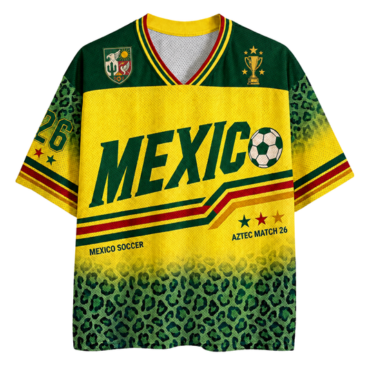 ChaoticClub Mexico Soccer Jersey Leopard Mesh Jersey