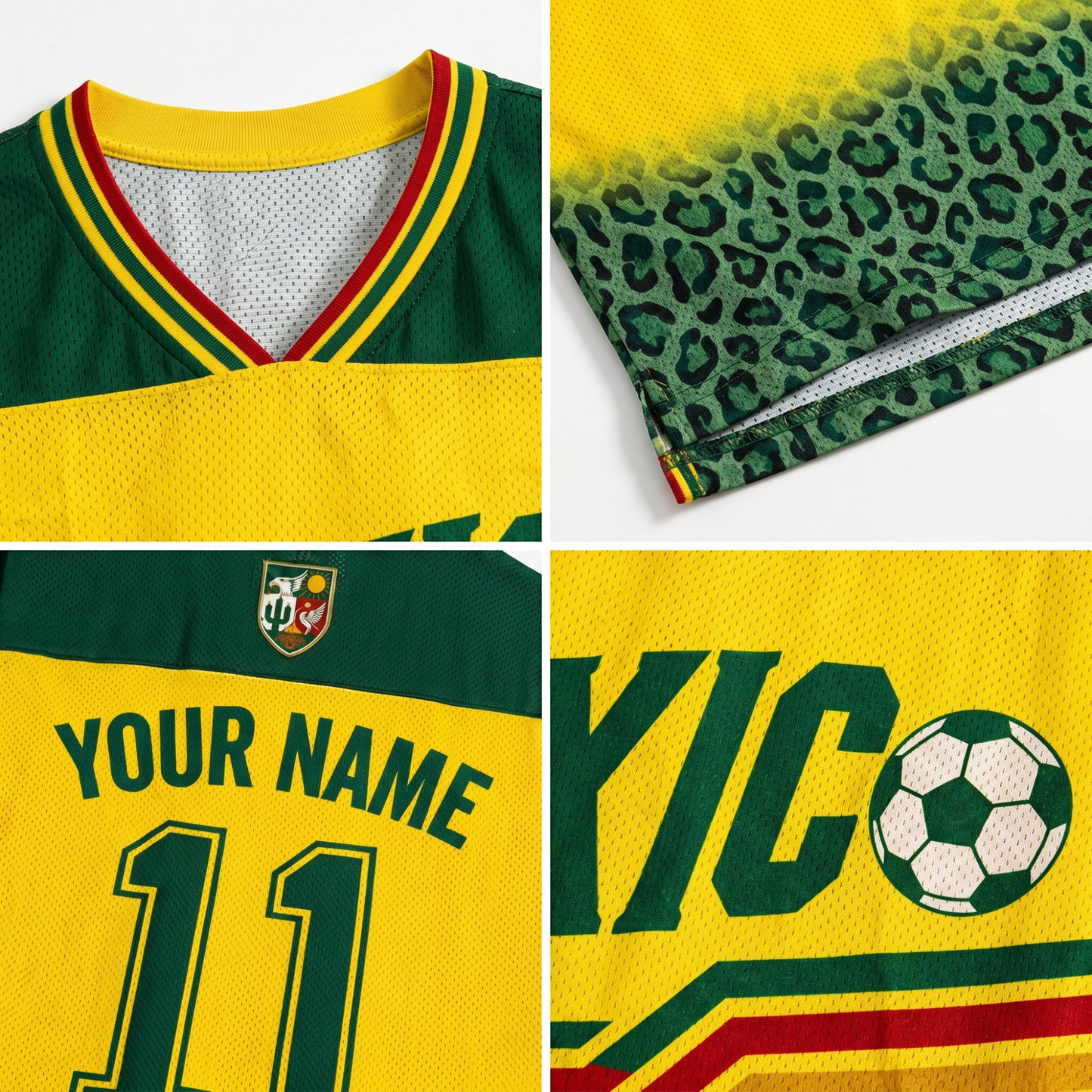 ChaoticClub Mexico Soccer Jersey Leopard Mesh Jersey
