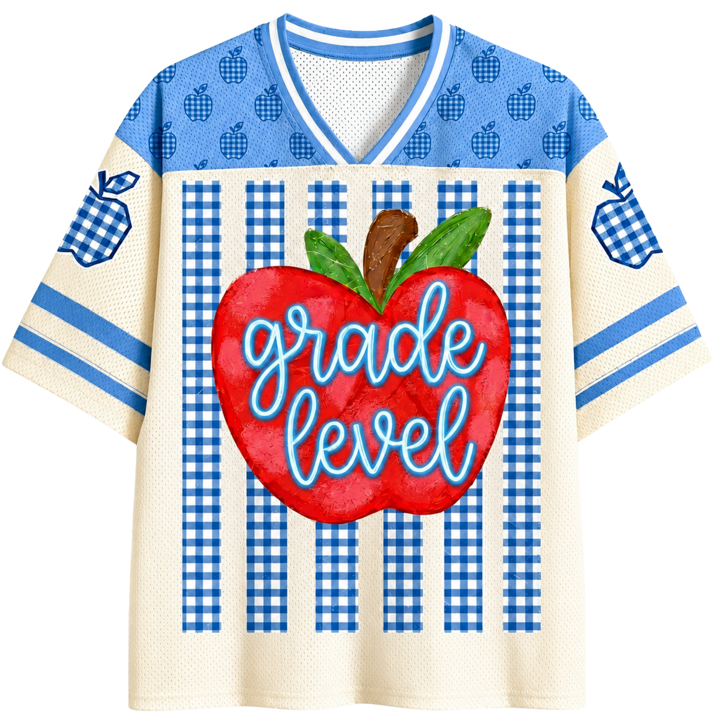 ChaoticClub Striped Teacher Apple Teach Love Mesh Jersey