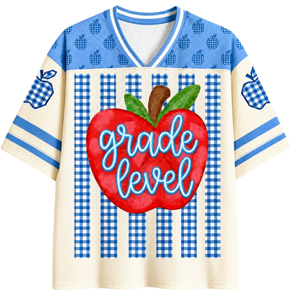 ChaoticClub Striped Teacher Apple Teach Love Mesh Jersey