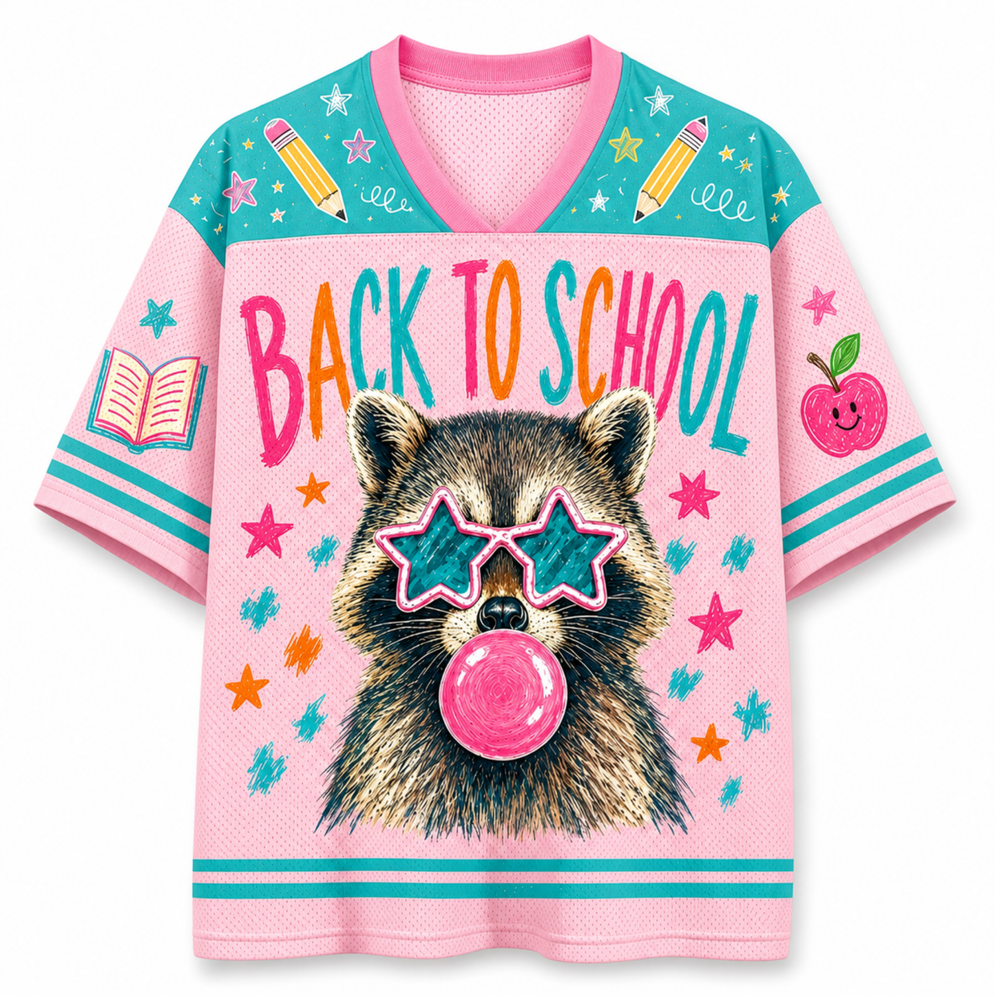 ChaoticClub Bubble Gum Raccoon Back to School Mesh Jersey