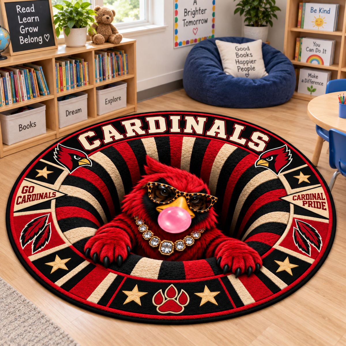 Chaotic Club Personalized Mascot 3D Optical Illusion Round Rug
