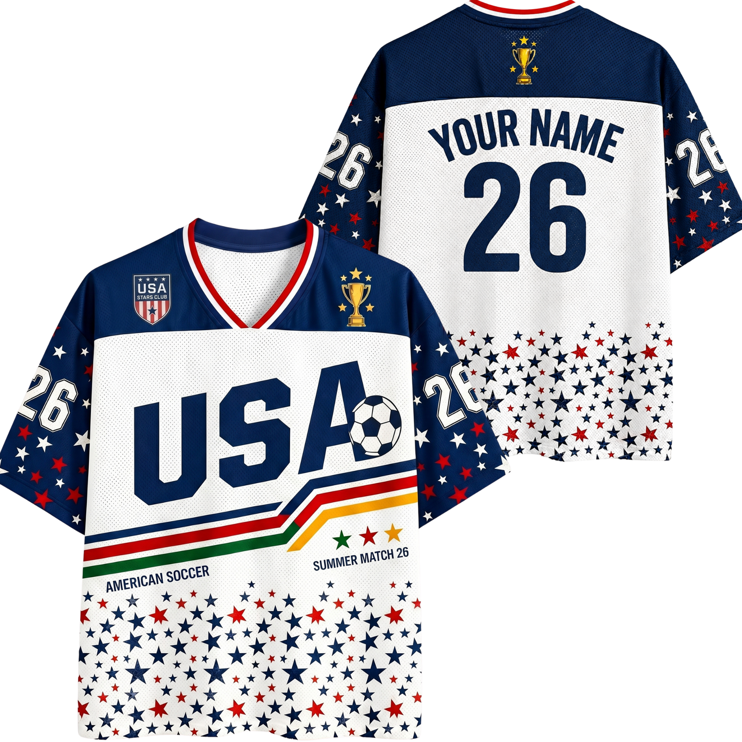 ChaoticClub United States Soccer Stars Stripes Mesh Jersey