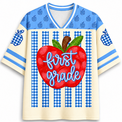 ChaoticClub Striped Teacher Apple Teach Love Mesh Jersey