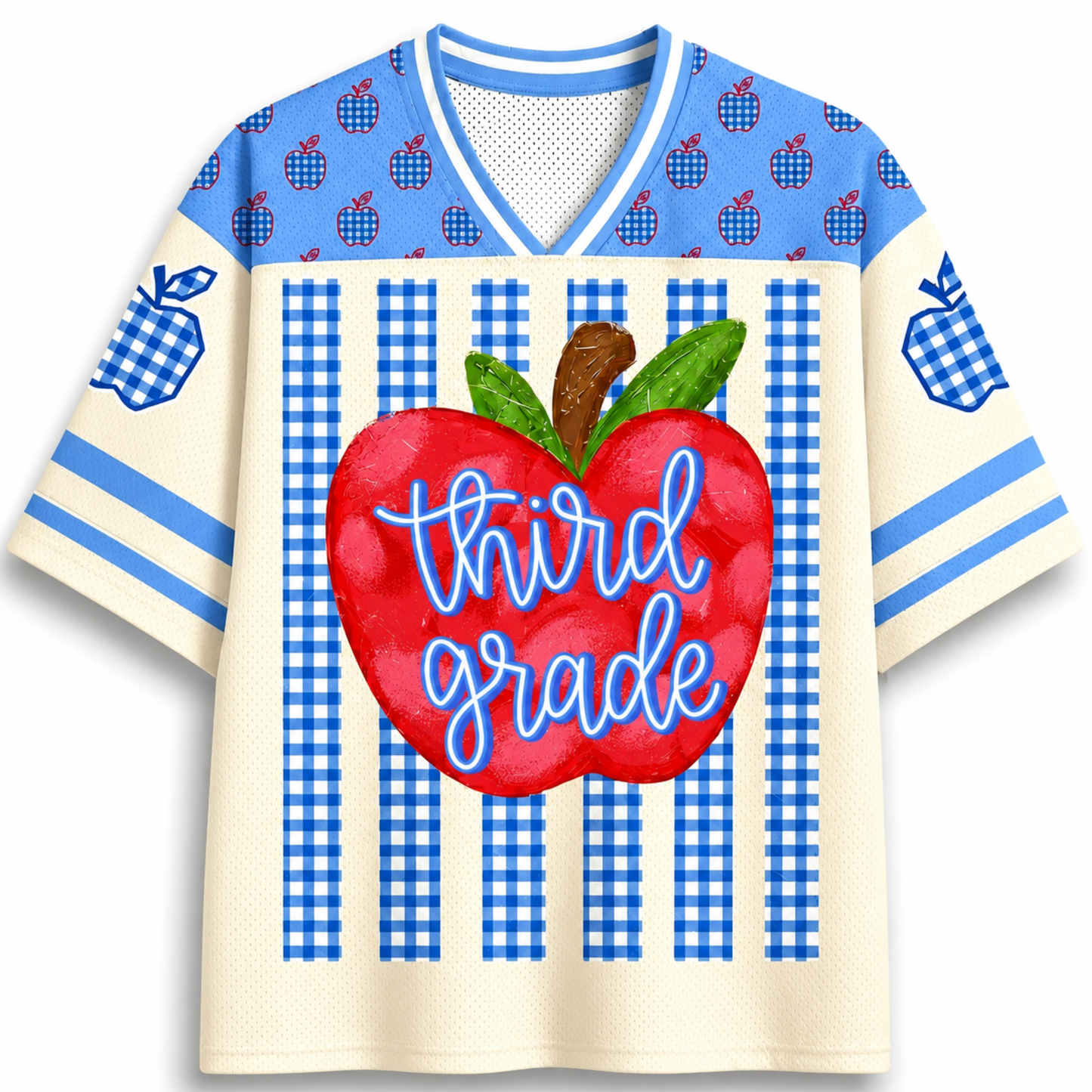ChaoticClub Striped Teacher Apple Teach Love Mesh Jersey