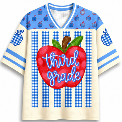 ChaoticClub Striped Teacher Apple Teach Love Mesh Jersey