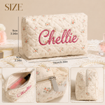 Personalized Embroidered Custom Makeup Bag Floral Bow