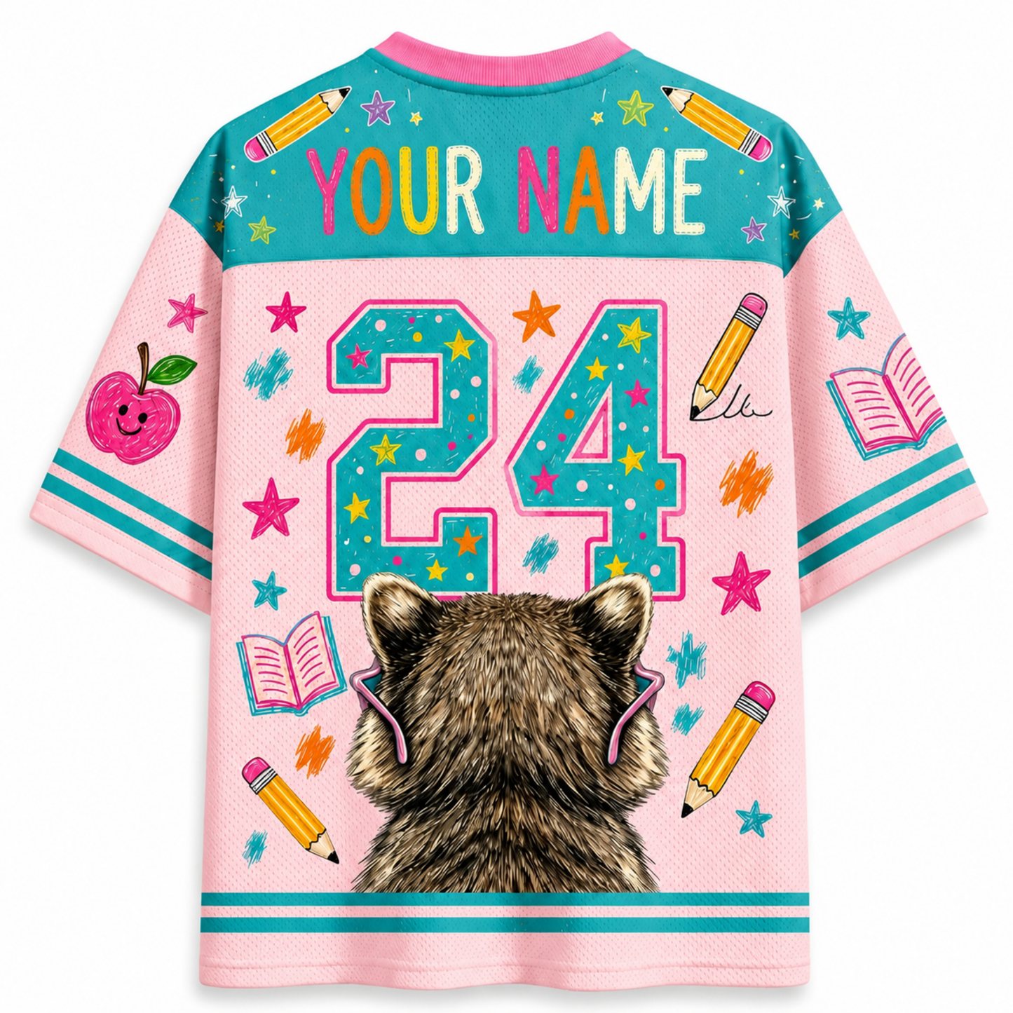 ChaoticClub Bubble Gum Raccoon Back to School Mesh Jersey