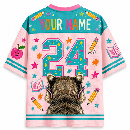 ChaoticClub Bubble Gum Raccoon Back to School Mesh Jersey