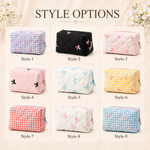 Personalized Embroidered Custom Makeup Bag Floral Bow