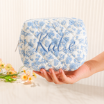 Personalized Embroidered Custom Makeup Bag Floral Bow