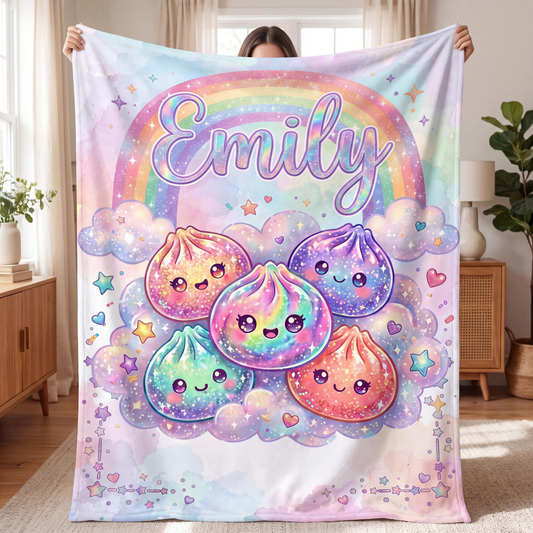 Chaotic Club Personalized Dumpling Dreams Kawaii Fleece Blanket