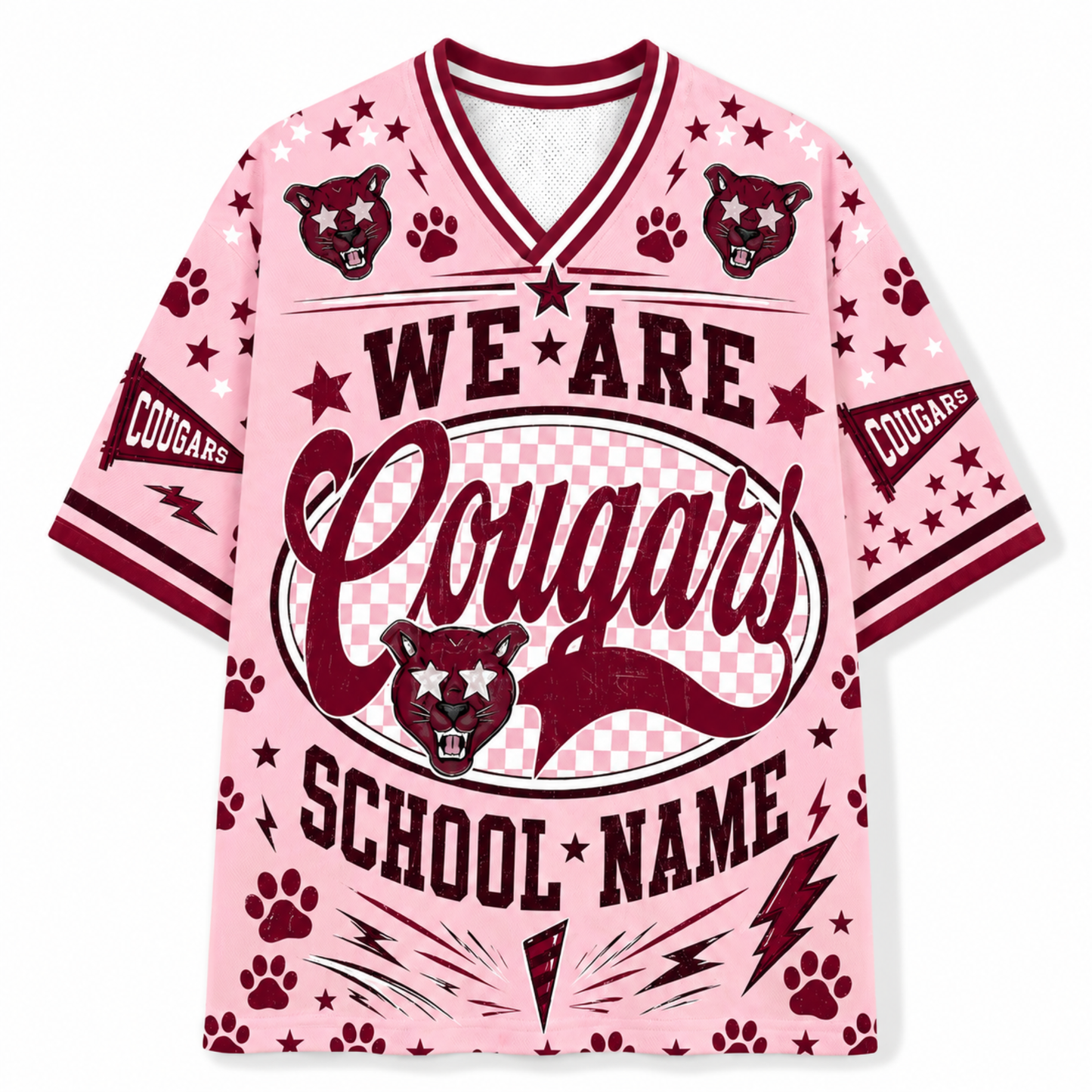 Chaotic Club School Mascot Football Baseball Hockey Varsity Letters Mesh Jersey