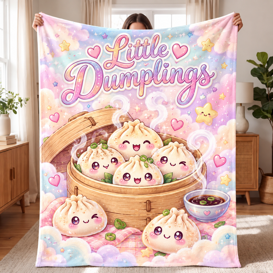 Chaotic Club Personalized Dumpling Dreams Kawaii Fleece Blanket