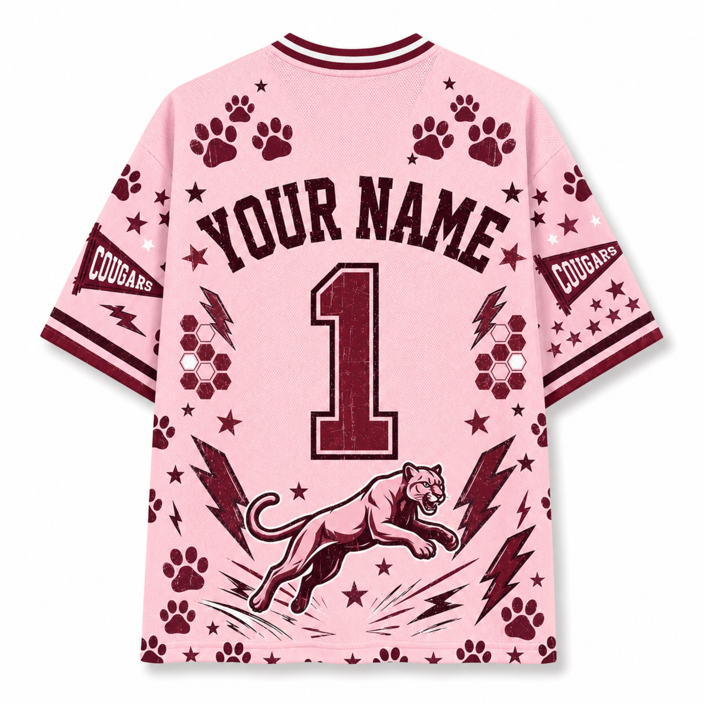 Chaotic Club School Mascot Football Baseball Hockey Varsity Letters Mesh Jersey