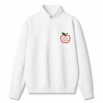 Chaotic Club Embroided Minimalist Personalized Teacher Apple Quarter Zip Sweatshirt