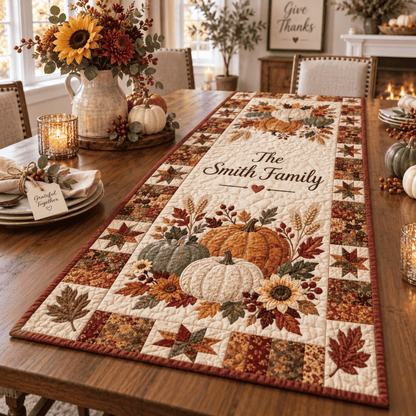 Chaotic Club Personalized Thanksgiving Quilt Table Runner