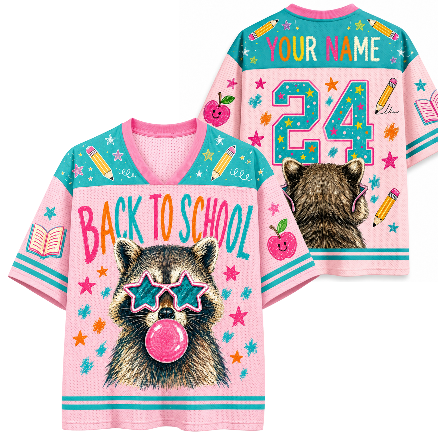 ChaoticClub Bubble Gum Raccoon Back to School Mesh Jersey