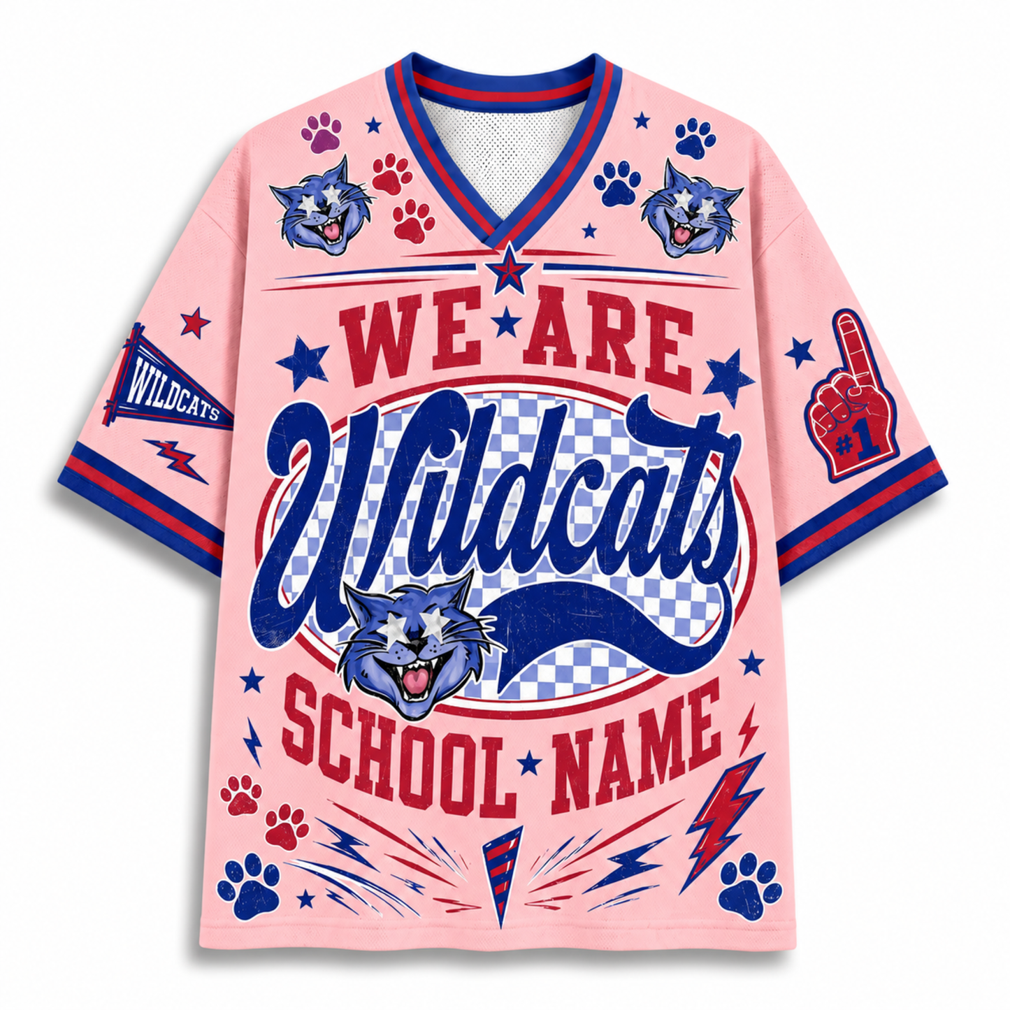 Chaotic Club School Mascot Football Baseball Hockey Varsity Letters Mesh Jersey
