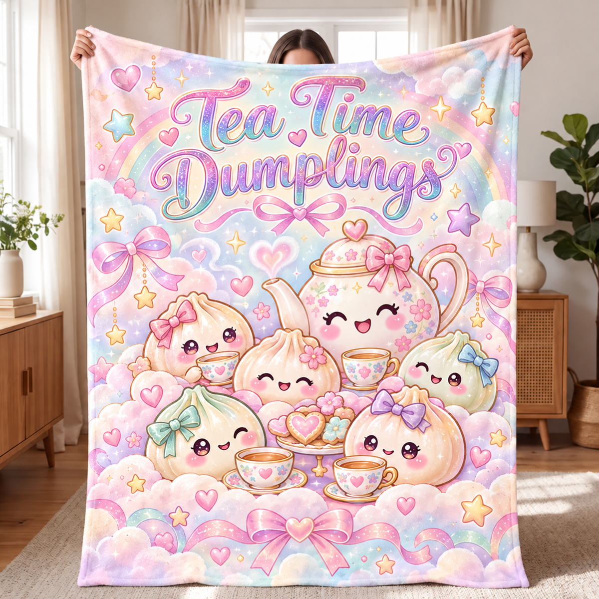 Chaotic Club Personalized Dumpling Dreams Kawaii Fleece Blanket