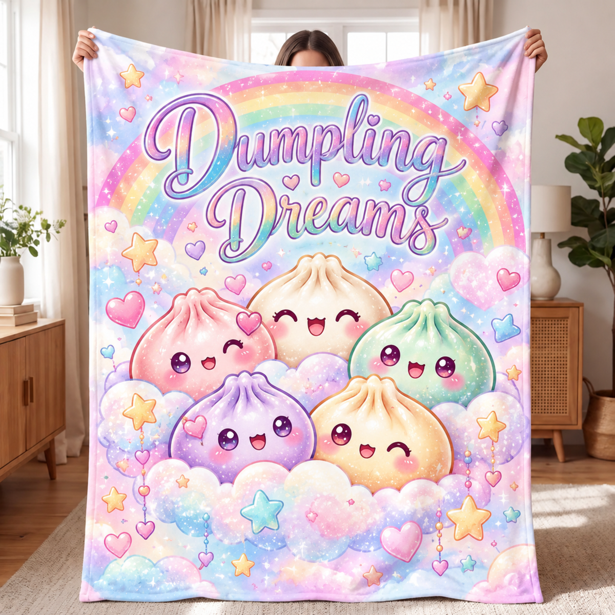 Chaotic Club Personalized Dumpling Dreams Kawaii Fleece Blanket