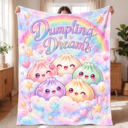 Chaotic Club Personalized Dumpling Dreams Kawaii Fleece Blanket