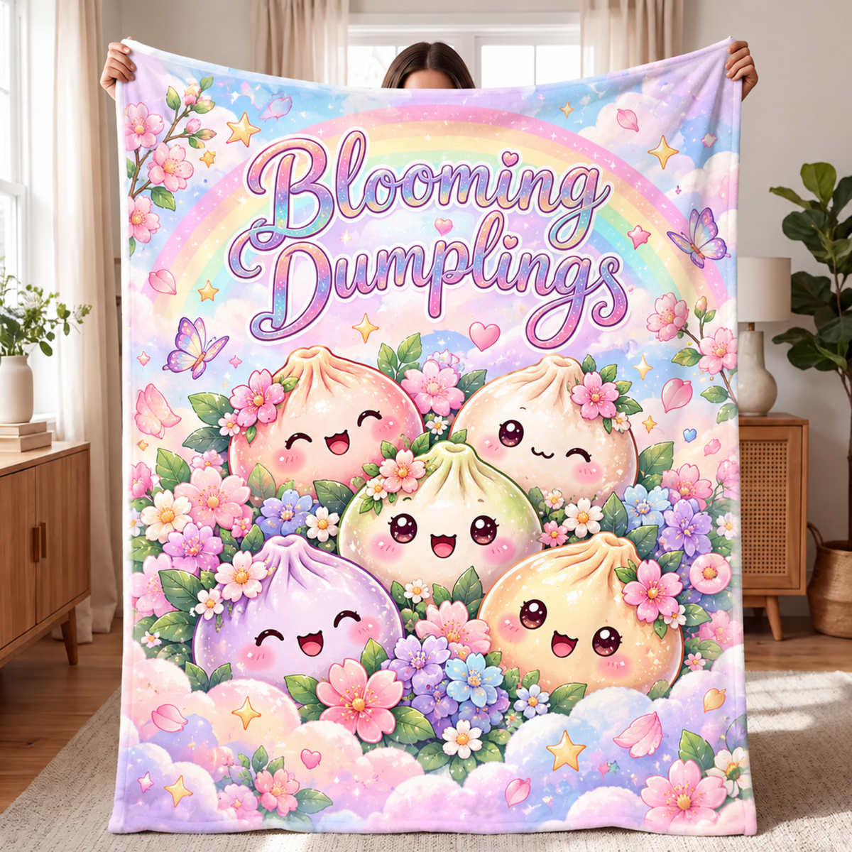 Chaotic Club Personalized Dumpling Dreams Kawaii Fleece Blanket