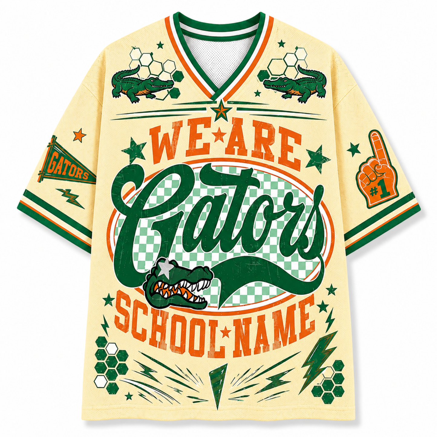Chaotic Club School Mascot Football Baseball Hockey Varsity Letters Mesh Jersey