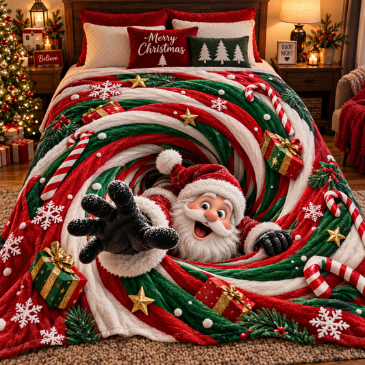 Chaotic Club Reaching Santa Claus 3D Optical Illusion Fleece Blanket