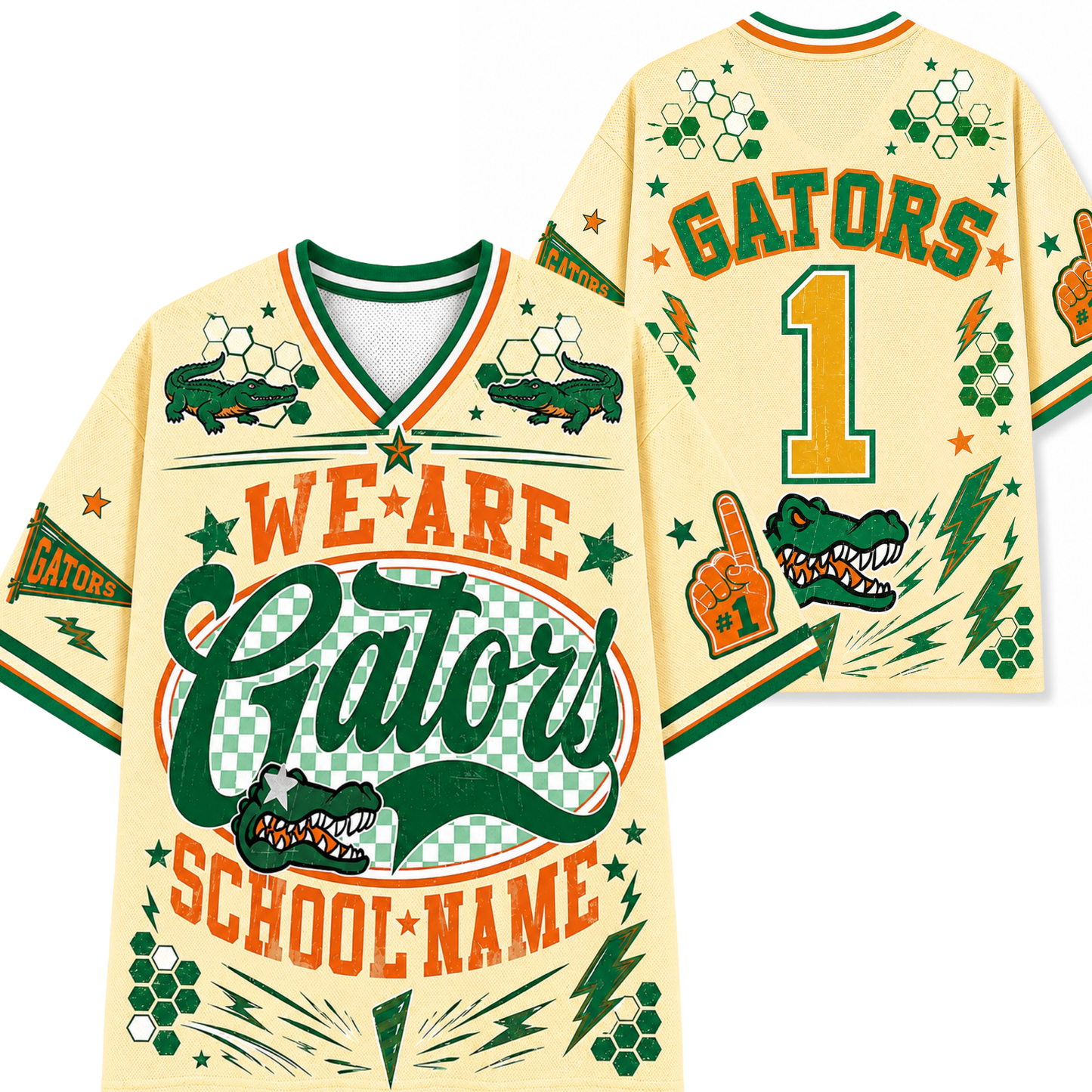 Chaotic Club School Mascot Football Baseball Hockey Varsity Letters Mesh Jersey