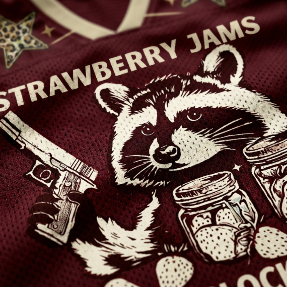 ChaoticClub Strawberry Jams Glock Funny Raccoon Mesh Jersey