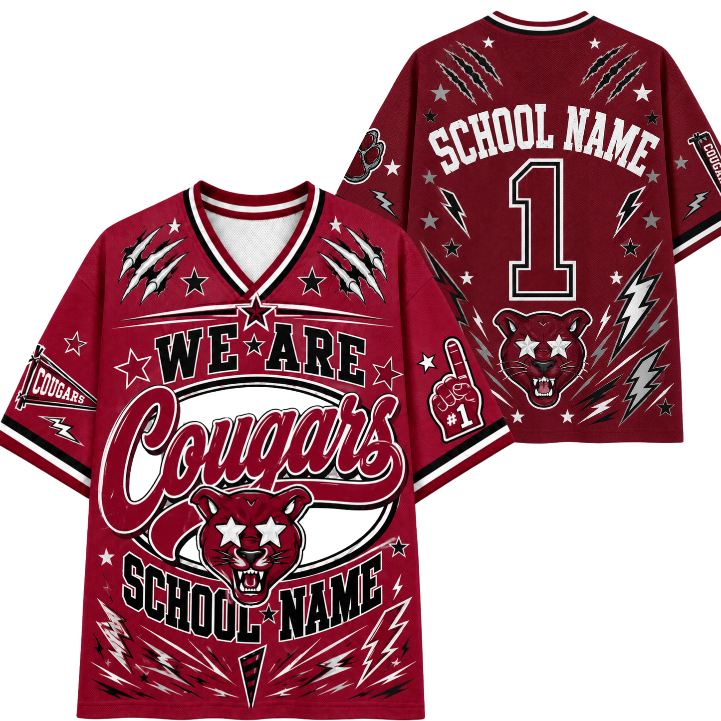 Chaotic Club School Mascot Football Baseball Hockey Varsity Letters Mesh Jersey