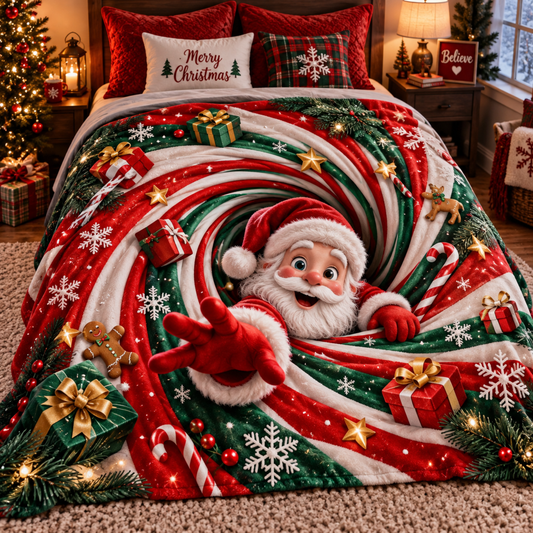 Chaotic Club Reaching Santa Claus 3D Optical Illusion Fleece Blanket