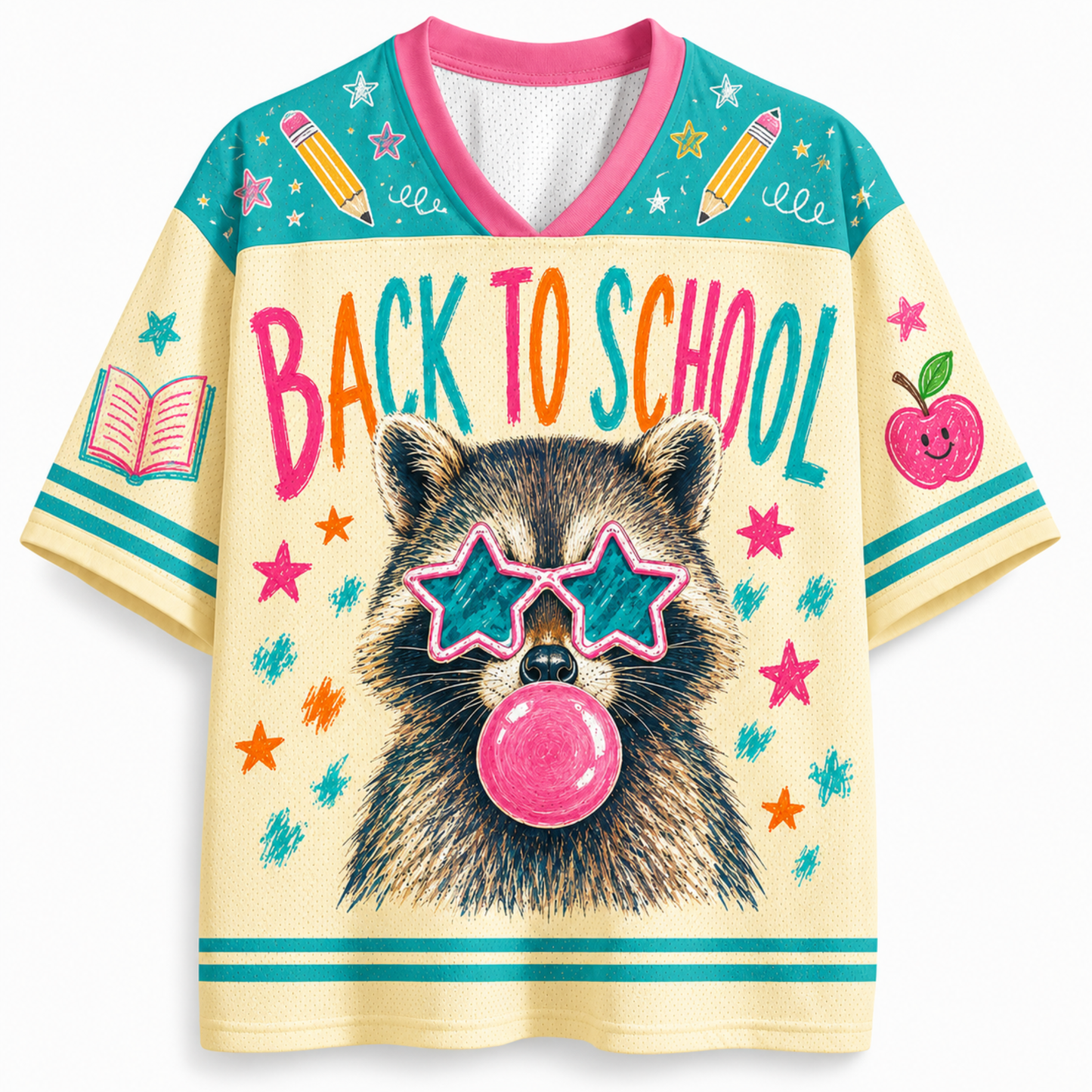 ChaoticClub Bubble Gum Raccoon Back to School Mesh Jersey