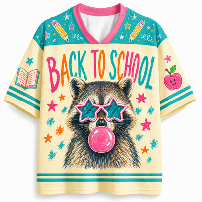 ChaoticClub Bubble Gum Raccoon Back to School Mesh Jersey